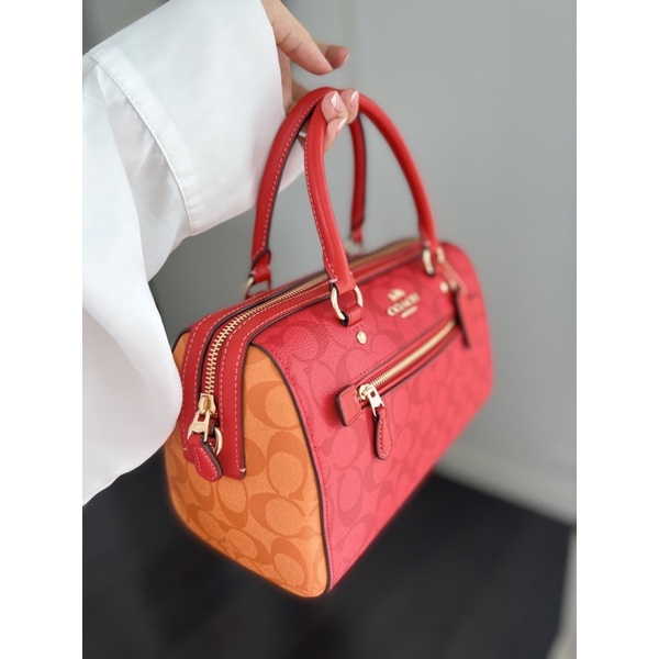 Túi Coach Rowan trống logo đỏ phối cam super nổi bật - hàng săn sale Mỹ chính hãng