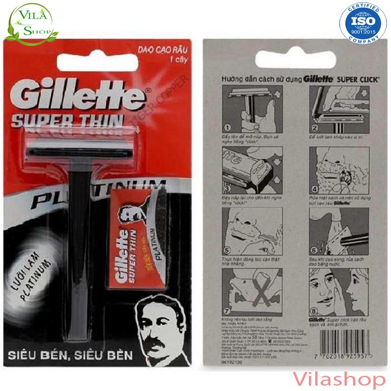Dao Cạo Râu Gillette Super Thin, Dao Cạo Lông Đa Năng Nam Nữ Gillette Vector Siêu Sắc Siêu Tiện Dụng Hàng Chính Hãng