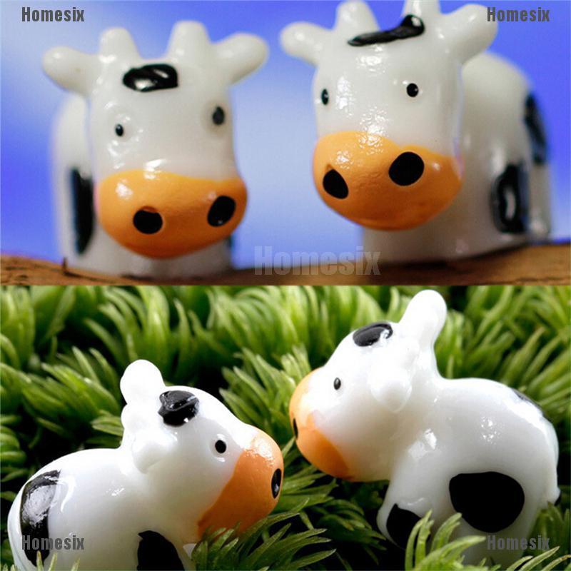Set 2 Mô Hình Bò Sữa Mini Trang Trí Sân Vườn