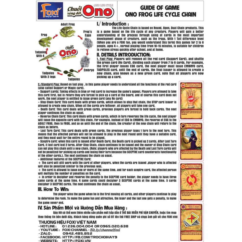 Flashcard-Chuỗi Ono vòng đời Ếch Bướm Foxi-thẻ glenndoman boardgame thông minh-siêu rẻ-kích thích trí thông minh của bé