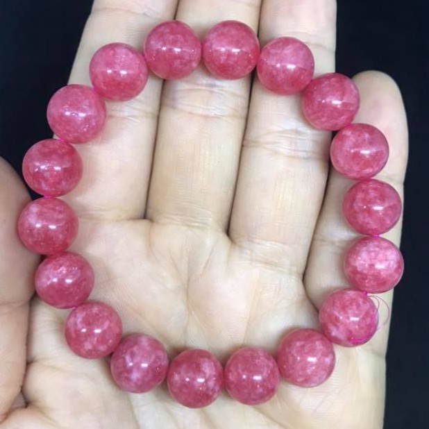 VÒNG TAY ĐÁ PHONG THỦY MAY MẮN -MẦU HỒNG RUBY- 10LY