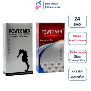 [POWERMEN] COMBO 2 hộp bao cao su gân gai siêu kéo dài thời gian POWER MEN NGỌC TRAI + CÁ NGỰA TRẮNG