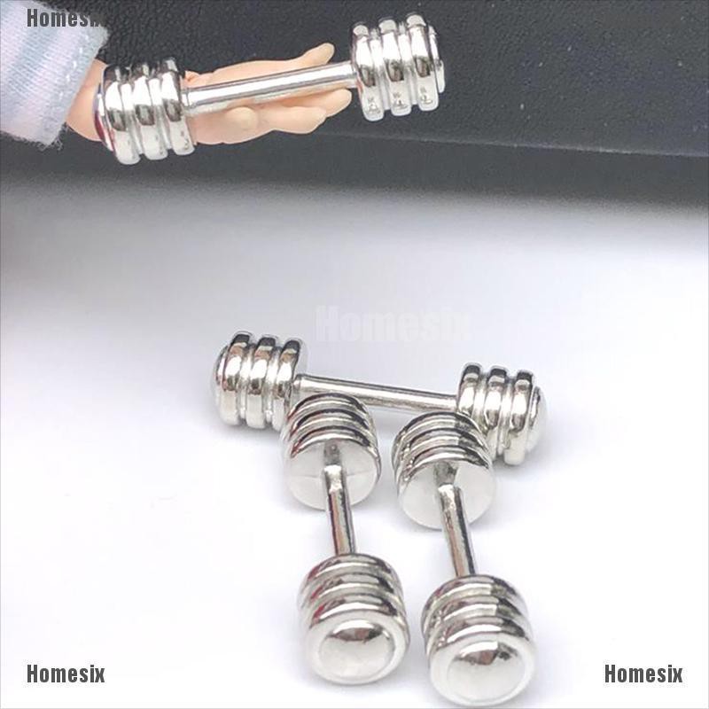 [HoMSI] 2Pcs 1/12 Dollhouse Barbell Dumbbells Fitness Weights Gym Model Toy Doll Decor SUU
