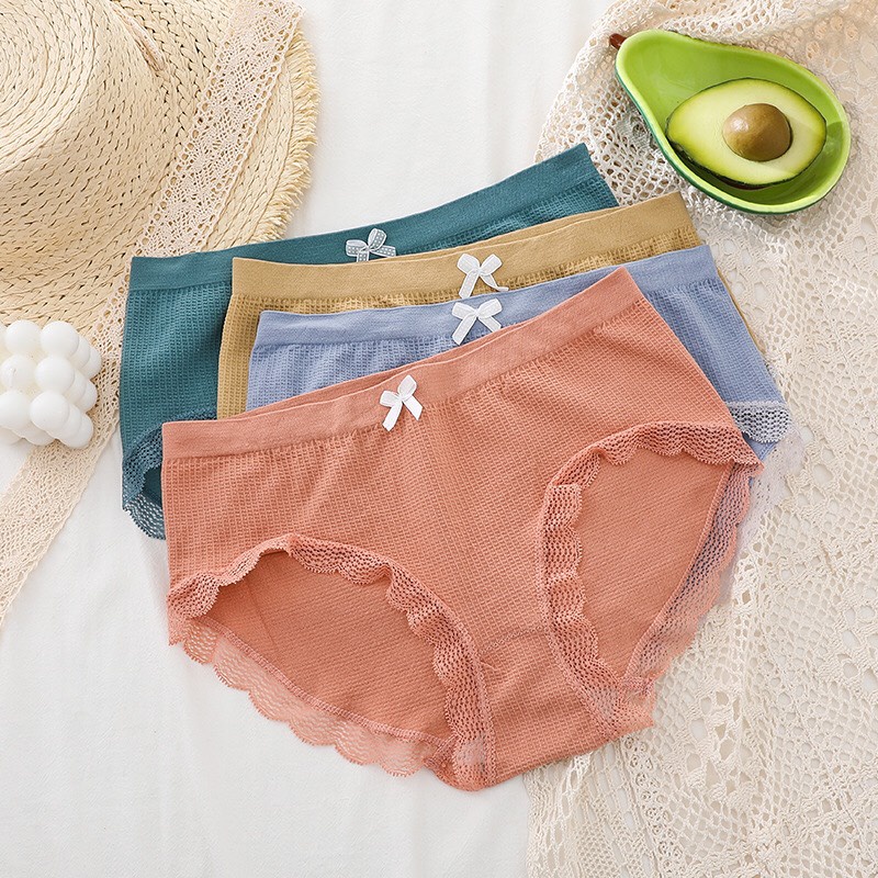 Quần Lót Nữ Cotton Xốp Đính Nơ Kháng Khuẩn YiOn Underwear QC09