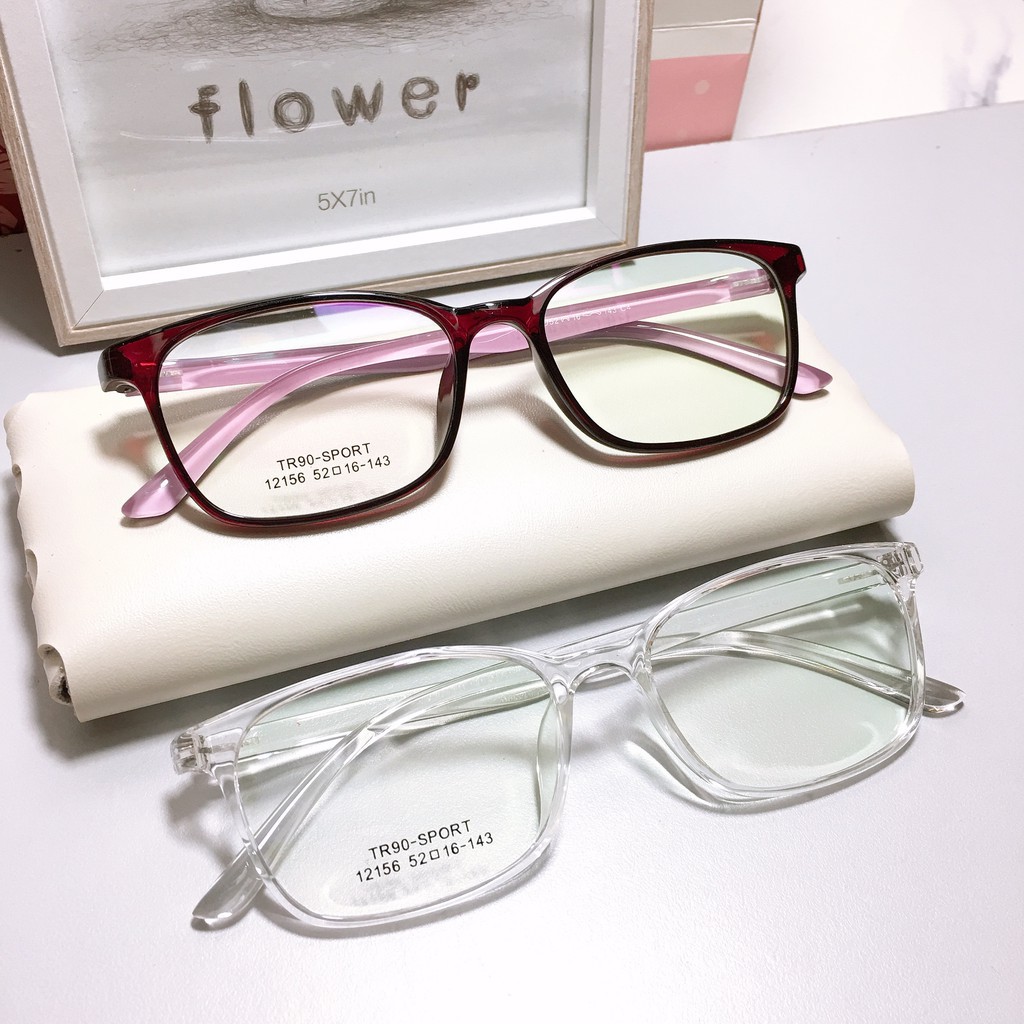 [Gía siêu rẻ] Gọng kính vuông nhựa dẻo 12156 nhận cắt cận viễn loạn