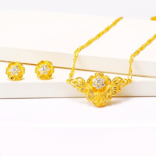 BỘ TRANG SỨC HOA MAI CAO CẤP ĐÍNH ĐÁ ZIRCON BHB127