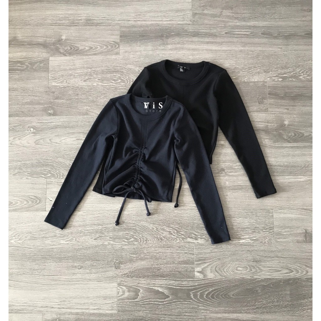 ÁO THUN LEN NỮ RÚT DÂY TAY DÀI VNXK