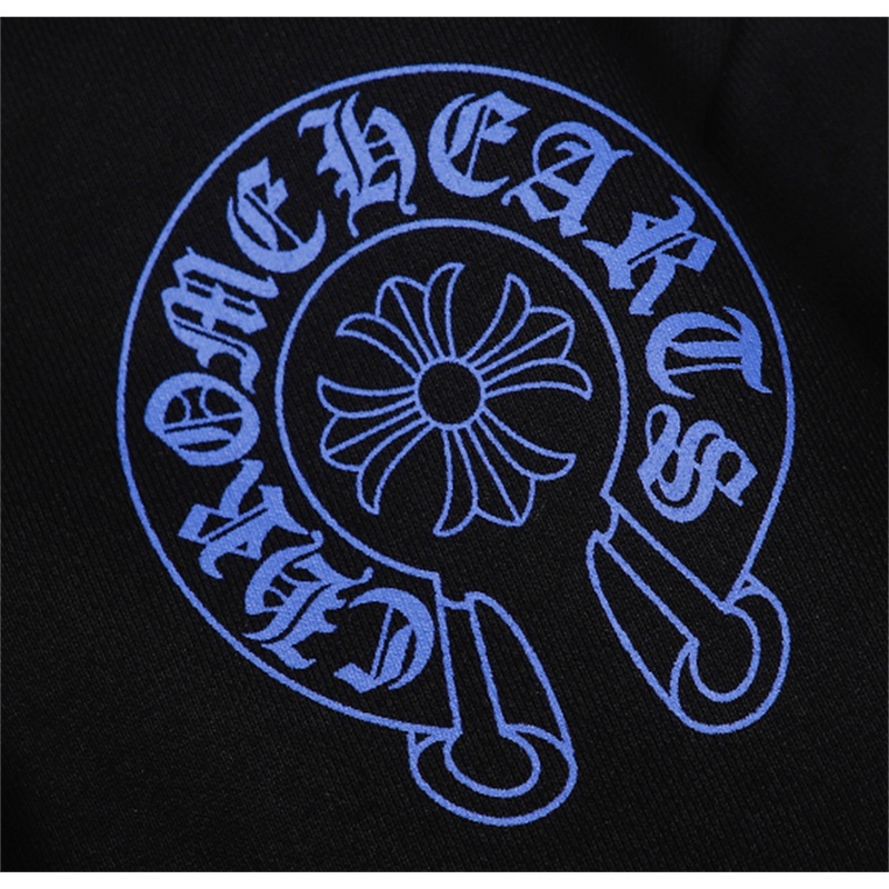 Áo Hoodie Thể Thao Plus Size Tay Dài In Hình Móng Ngựa Màu Xanh Dương Chrome Hearts Dành Cho Nam Và Nữ