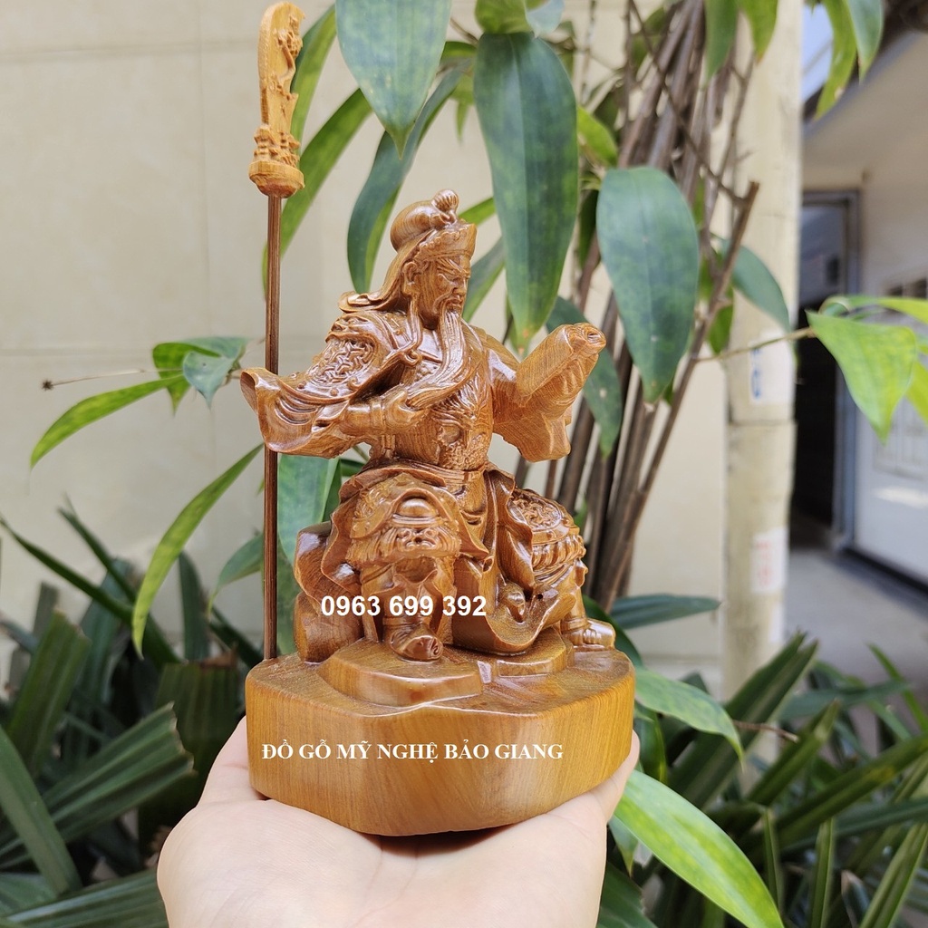 Tượng quan công quan vân trường đọc sách gỗ bách thơm