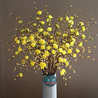 Hoa hồng mai vàng (cánh lớn) có nụ tầm xuân cao cấp trang trí ngày tết nhựa mềm cực đẹp