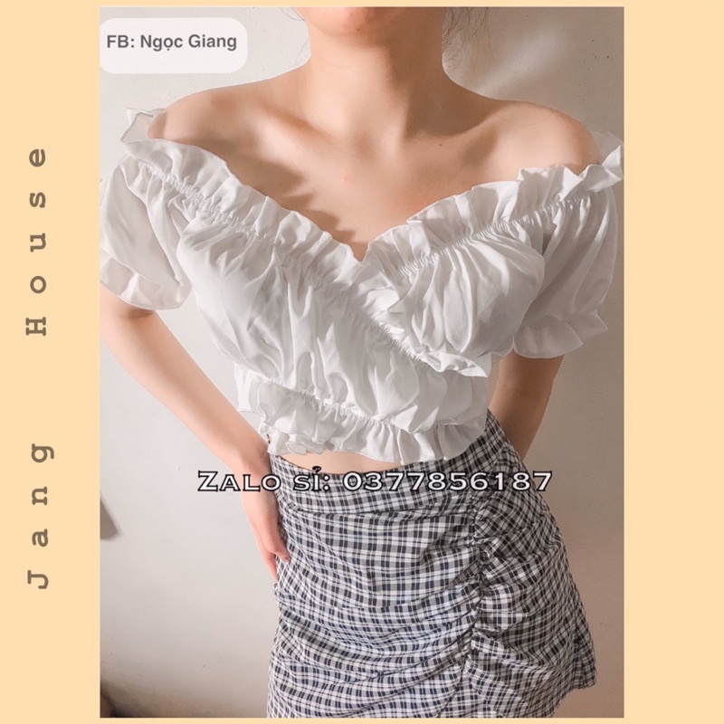 (Ảnh Thật) Áo Bánh Bèo Nữ Có Nơ Buộc Eo Xinh Xắn