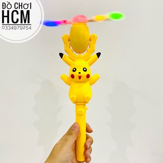 [HÀNG MỚI VỀ] Đồ chơi cây quay pikachu gậy flash có nhạc đèn phát sáng dành cho bé đi công viên đi biển