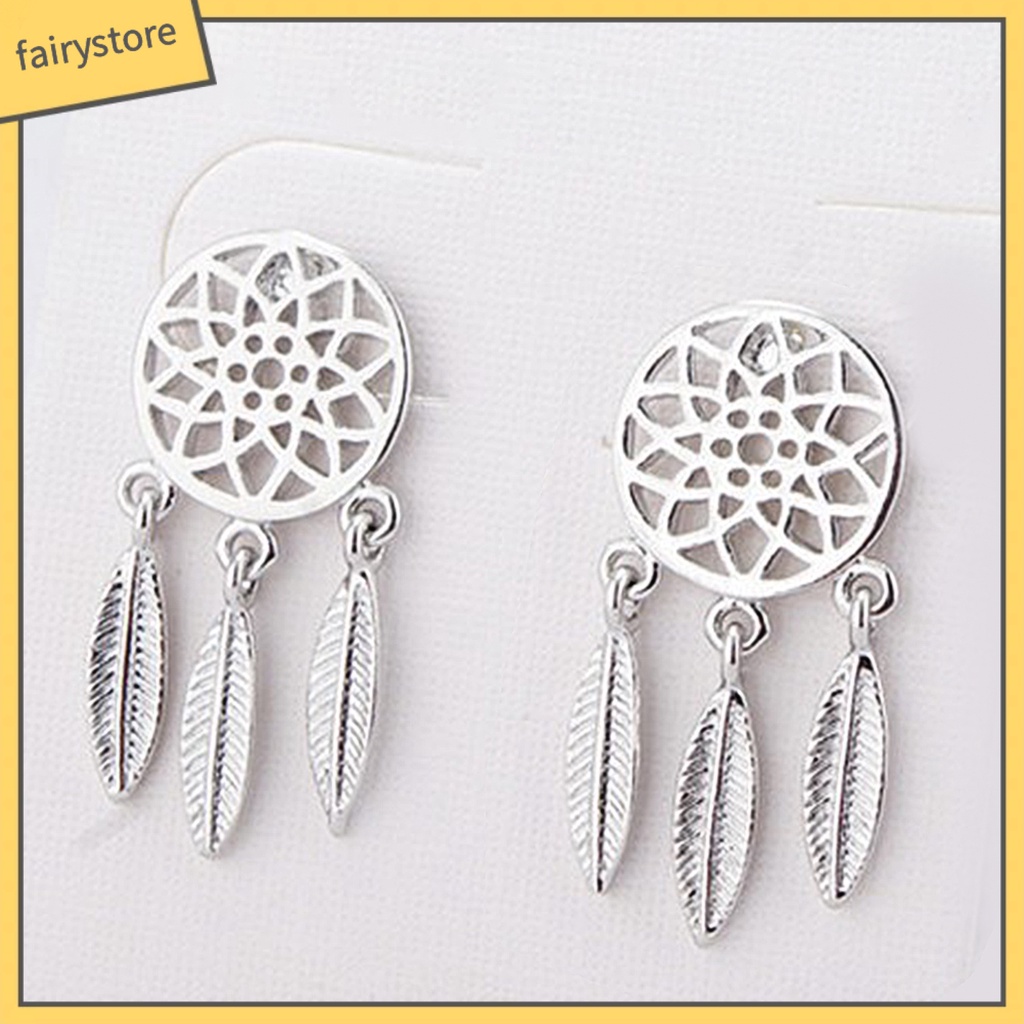 Hoa Tai Dáng Dài Hình Dream Catcher Phong Cách Bohomian