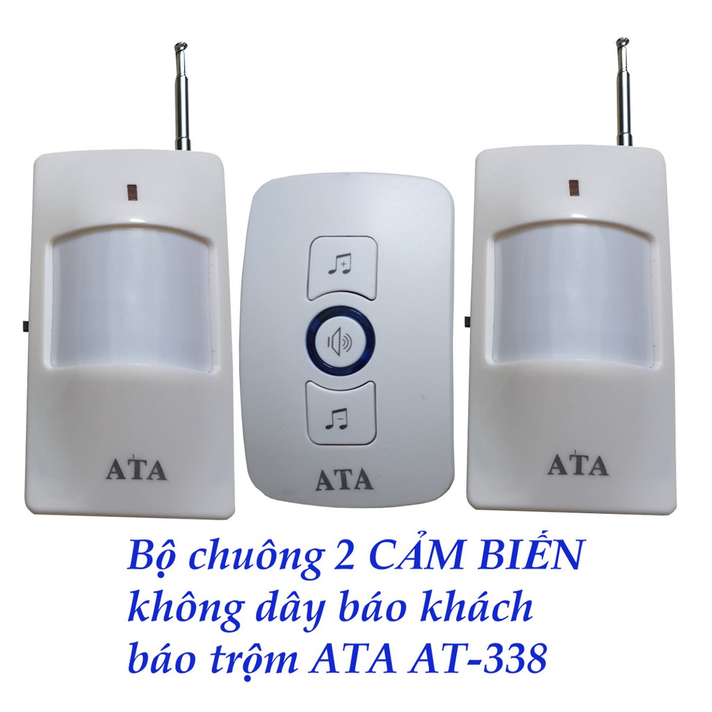 Bộ chuông- 2 MẮT cảm ứng báo khách- báo trộm không dây đa năng ATA -338