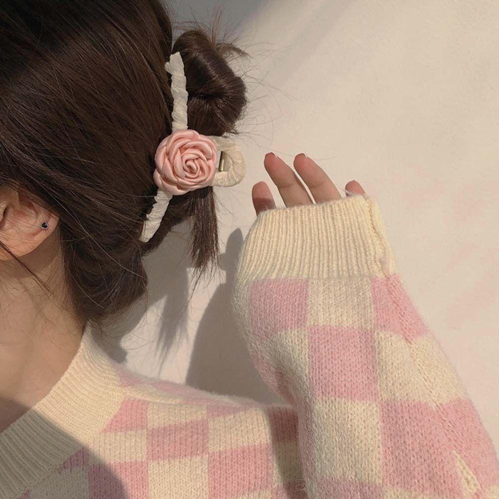 Kẹp Tóc Hình Hoa Hồng / Cá Mập Kiểu Dáng Hình Học Ngọt Ngào Dễ Phối Đồ Cho Nữ