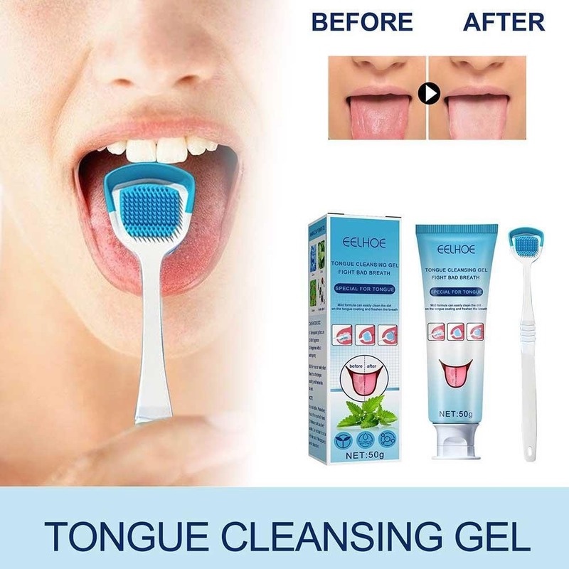 Bộ Gel Làm Sạch Lưỡi EELHOE Kèm Cọ Silicone Làm Sạch Lưỡi Chăm Sóc Răng Miệng