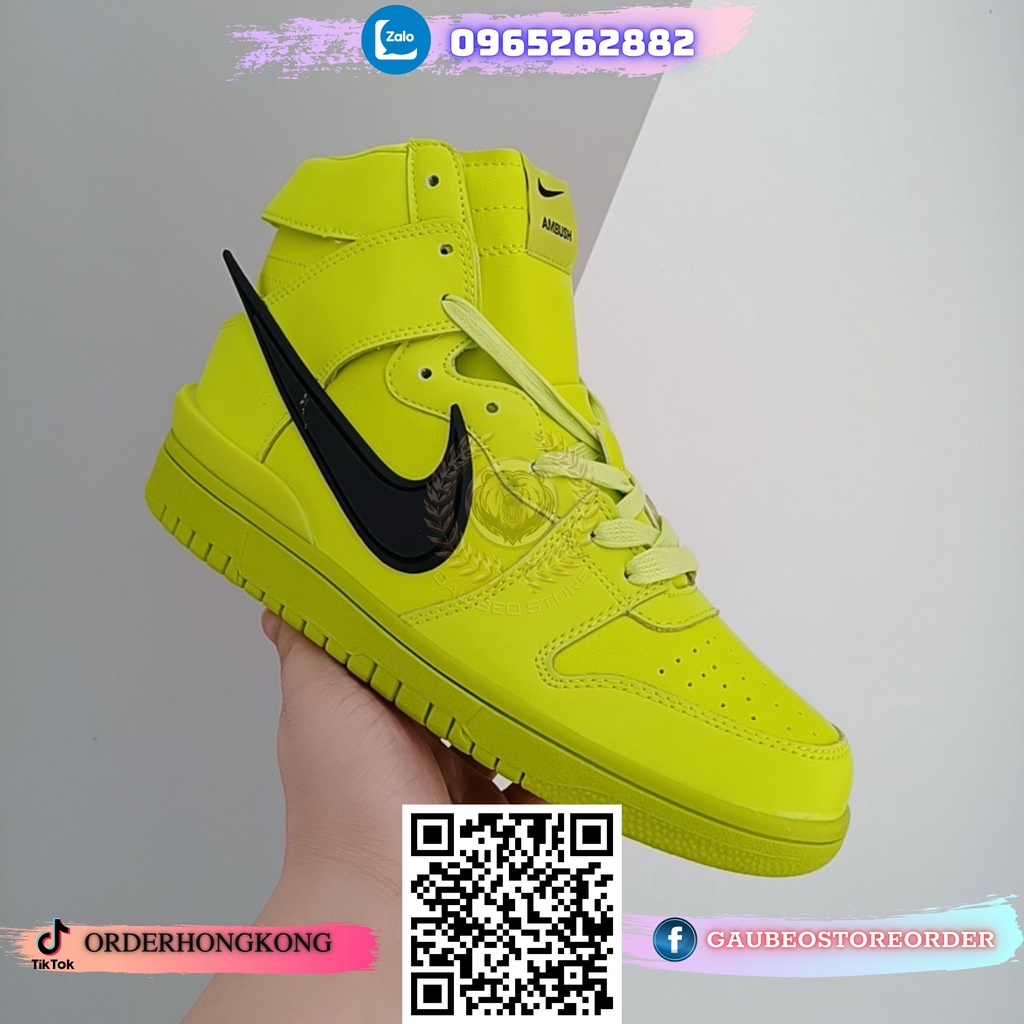 CU7544-300 241132 Nhận Order Hỗ Trợ Free Ship Giày 1:1 Sneaker ***AMBUSH x NiKe Dunk Hi “Flash lime”