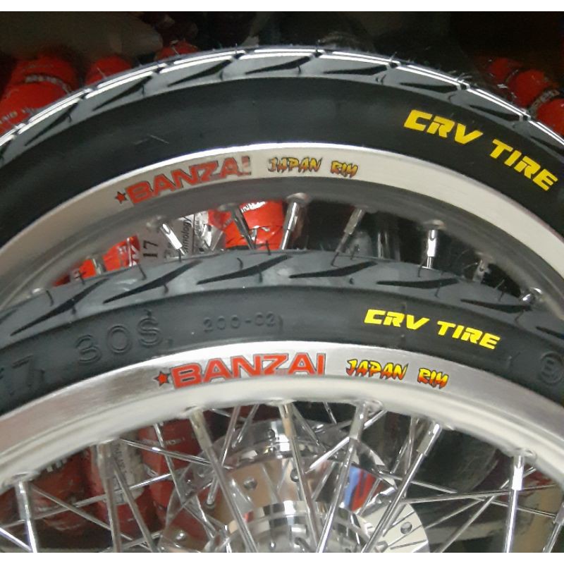 Bánh căm xe  RAIDER SATRIA niềng nhôm BANZAI  vỏ CRV 60/70 kèm lòng nhôm và 5  ốc g5 như hình gắn như zin