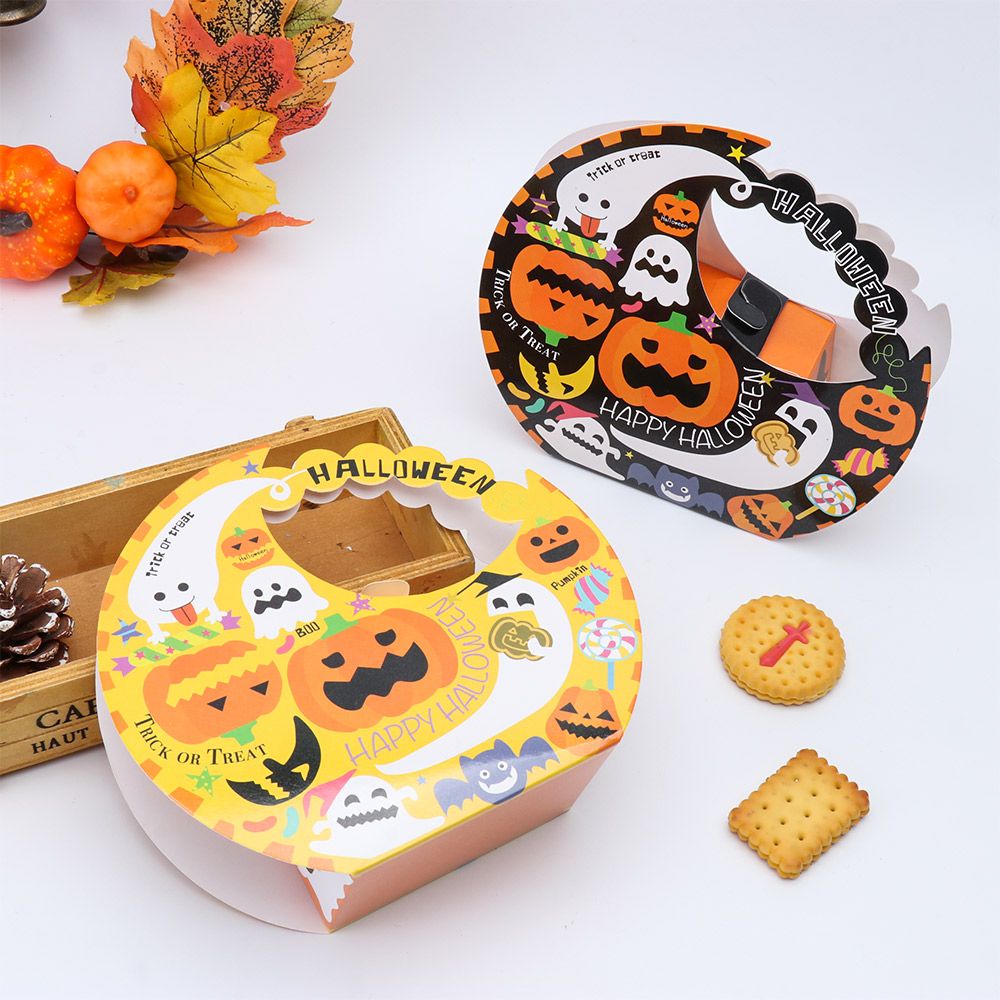 Set 1 / 5 Hộp Đựng Bánh Kẹo In Họa Tiết Halloween Đơn Giản