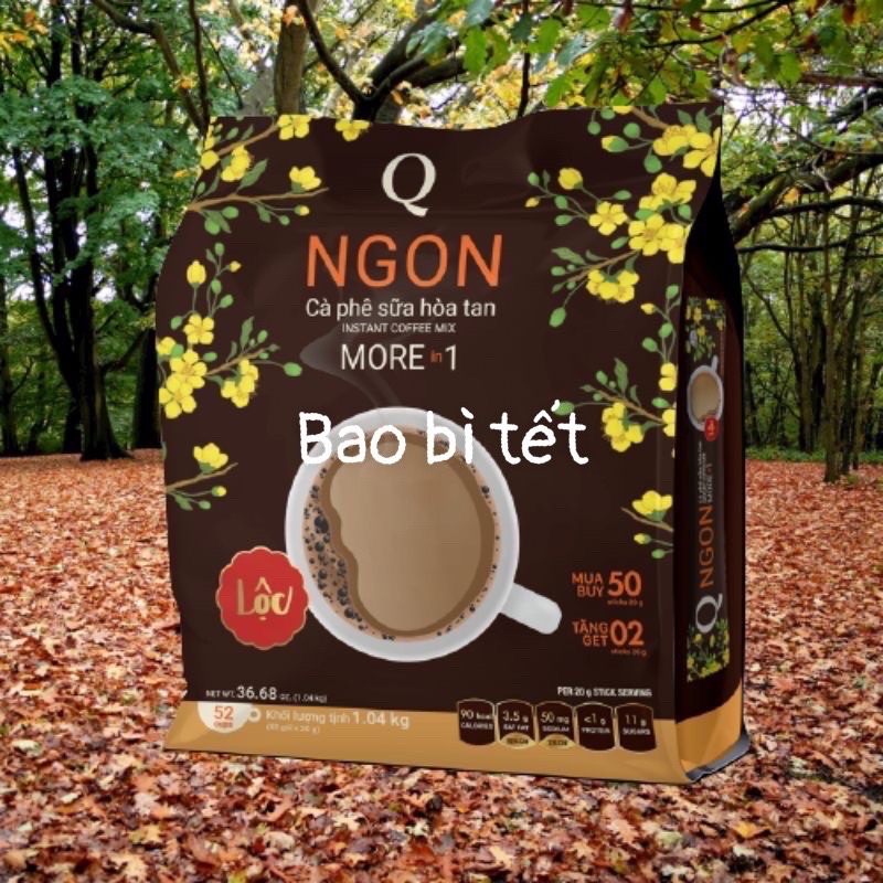 Cà Phê Hoà tan 3 in 1 Ngon (Bịch To 52 gói x 20gr) Q Cafe sữa uống liền Express Trần Quang Coffee