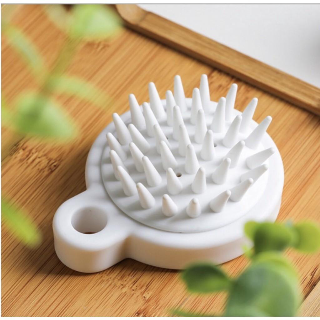 Lược Gội Đầu Massage Silicon Làm Sạch Da Đầu, Thư Giãn &amp; Kích Thích Mọc Tóc (Màu Trắng)