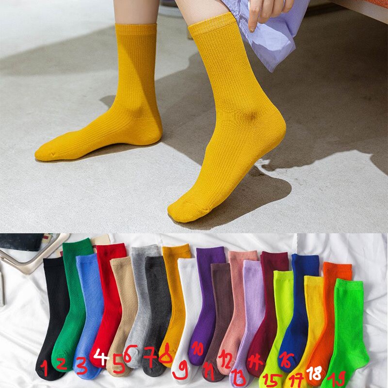 Vớ tất ulzzang dày dặn hottrend nhiều màu sắc phong cách street wear Hàn Quốc