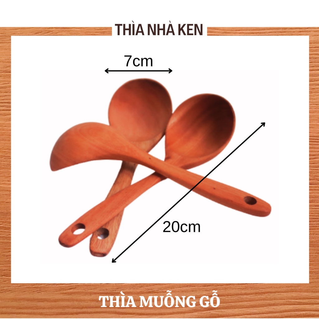 Bộ 3 muôi (muôi) múc canh bằng gỗ, vá sạn gỗ múc kích thước 20x7cm
