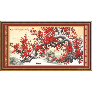 Tranh đính đá cành đào - Hoa Khai Phú Quý 77570 <chưa đính>