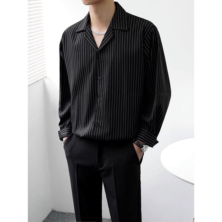 Sơ Mi nam hàn quốc cổ vest vải lụa áo cao cấp không nhăn màu trắng đen dáng ôm suông rộng thời trang công sở hiện đại