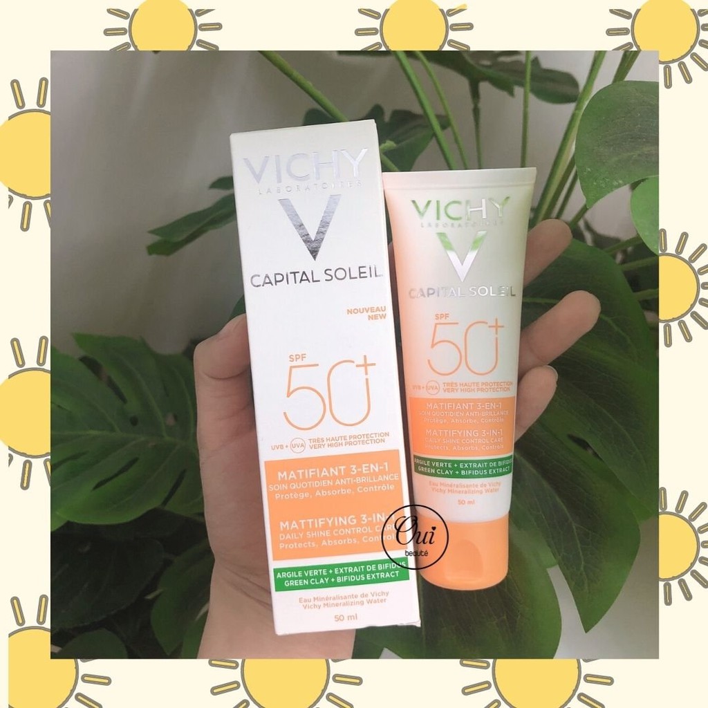 Kem chống nắng Vichy Capital Soleil SPF 50+ Matifiant 3en1 50ml, kem chống nắng kiềm dầu chống bụi mịn Ouibeaute