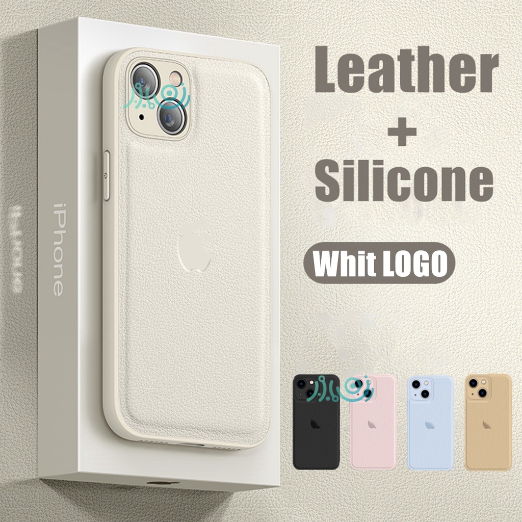 Ốp điện thoại silicon phối da mềm chống sốc cho iPhone 11 Pro MAX 12 13 Pro MAX 7+ 8 Plus 【2022】