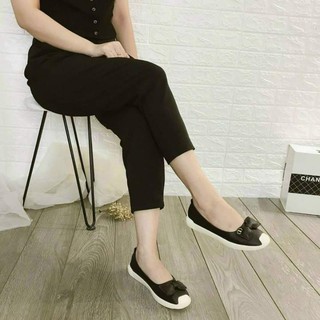 Giầy bệt búp bê có nơ da mềm