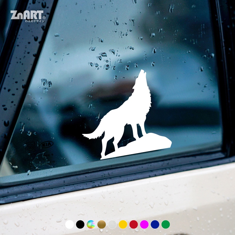 Miếng Dán Trang Trí Xe Hơi Hình Chó Sói Phản Quang Độc Đáo