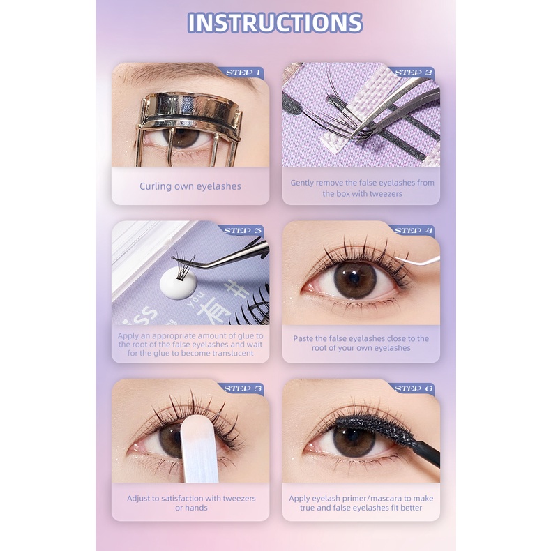 Set 120/ 200 cụm lông mi giả UKISS 9mm 10mm 11mm tự trang điểm chuyên nghiệp