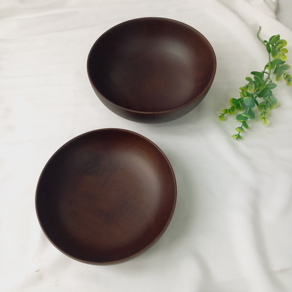 Bát Salad Gỗ Keo Nâu Đen 18x5/20x7cm, Bát Gỗ Màu Sô Cô La Đựng Đồ Ăn Đẹp Mắt, Decor Trang Trí Chụp Ảnh