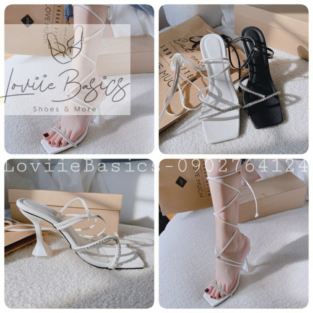 SANDAL CAO GÓT LOVIIE BASICS - GUỐC NỮ DÂY NGANG MẢNH - GIÀY THỜI TRANG CHIẾN BINH 9 PHÂN G220911