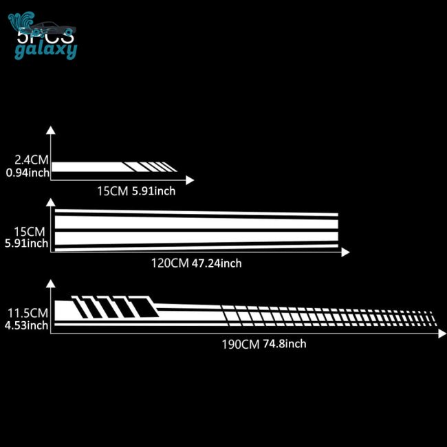 Galaxy Bộ 5 Đề Can Dán Trang Trí Xe Hơi Họa Tiết Kẻ Sọc Phong Cách Thể Thao Độc Đáo Diy