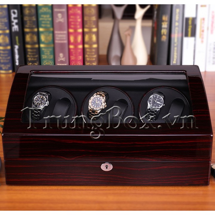 Hộp Xoay Đồng Hồ 6 Cơ 7 Tĩnh Vỏ Gỗ Sơn Mài - Mã 867BF