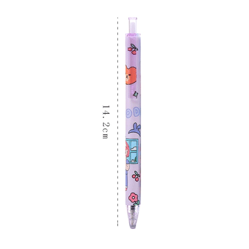 1 Bút Bi Nước Mực Đen Nắp 0.5mm Họa Tiết Hoạt Hình Dễ Thương