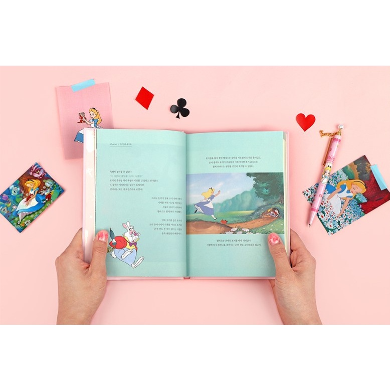 Bộ Sổ Nhật Ký Disney x Alice + Bút Màu Hồng Trắng