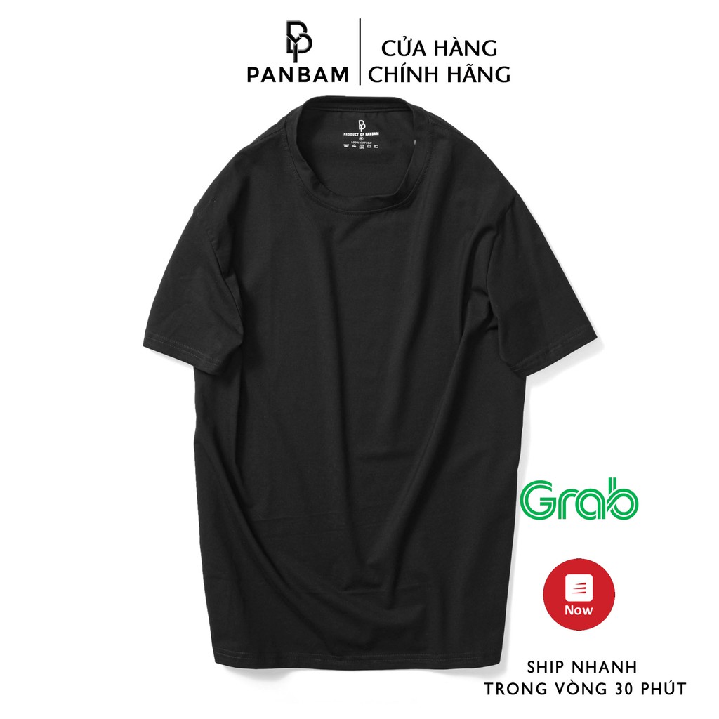 Áo thun nam cổ tròn PANBAM 100% Cotton co giãn,dày dặn, form regular fit màu đen - FULL TAG MẠC CỦA SHOP