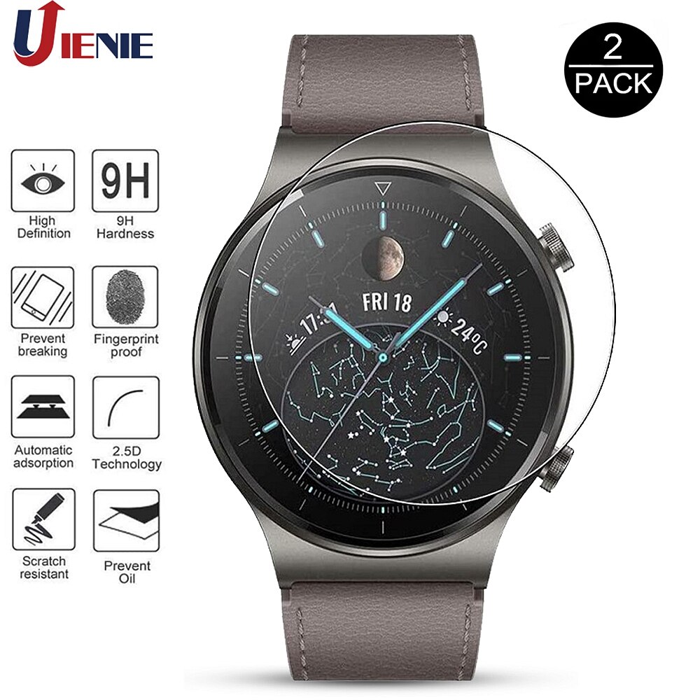 2pcs Tempered Glass for Huawei Watch GT 2 Pro GT2 Pro Smartwatch Screen Protective Film Water-proof Anti-Scratch Glass