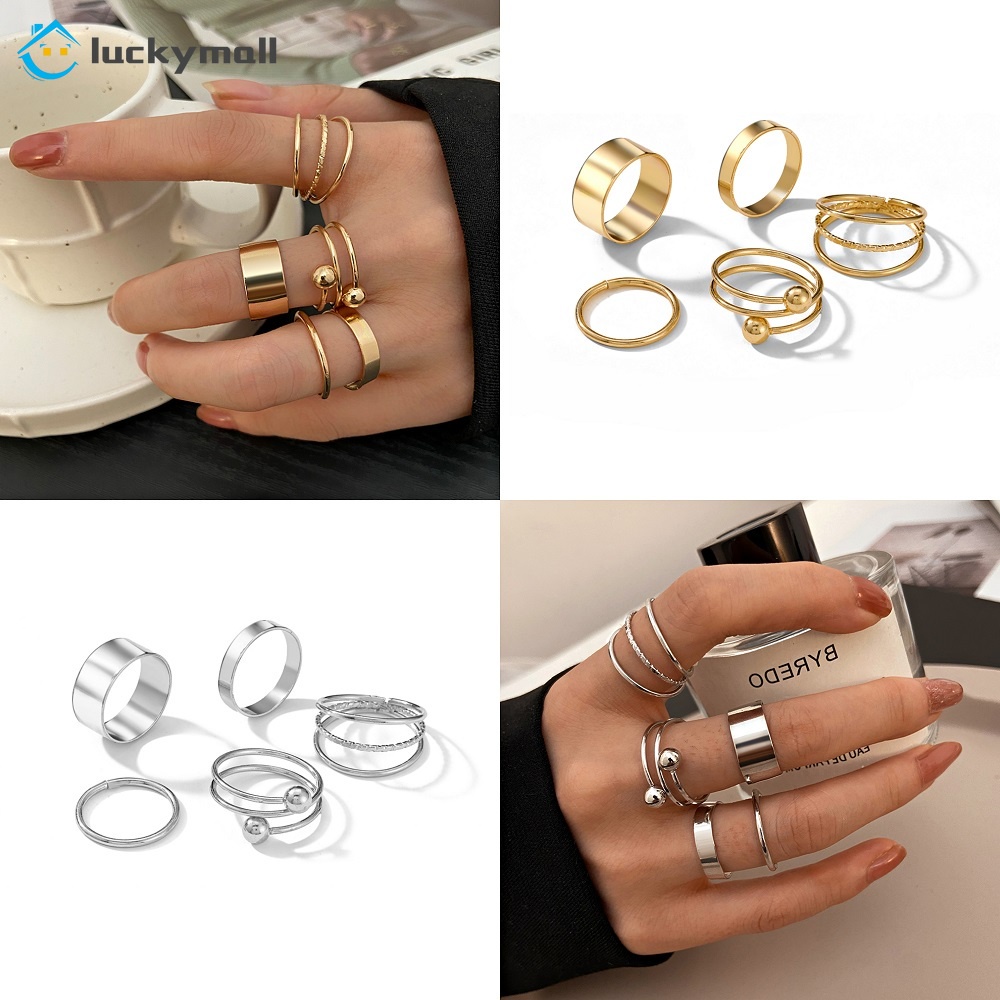 Bộ 5 nhẫn thời trang đơn giản dành cho nữ