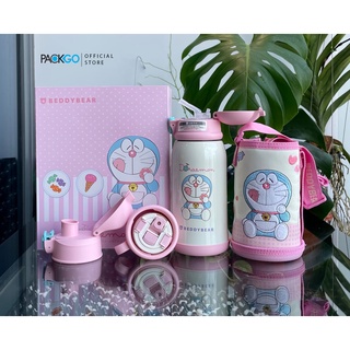 Bình giữ nhiệt cho Bé Beddybear Doraemon hồng. 630ml. 3 nắp thay thế. Chất liệu Thép không gỉ cao cấp SUS 316. BH 1 năm