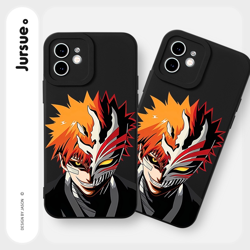 Ốp lưng JURSUE mềm chống bẩn hoạt hình độc lạ đen Cho iPhone 14 13 12 11 Pro Max SE 2020 X XR XS 8 7 ip 6S 6 Plus Y2398