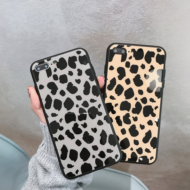 ốp kính iphone lưng da báo fashion cho iphone 6 7 8 xr xs max 11 11 pro max k190