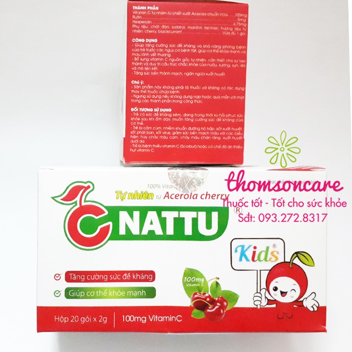 C Nattu kids - bổ sung vitamin C, tăng sức đề kháng cho bé của dược Tuệ Linh, giảm chảy máu cam cho trẻ