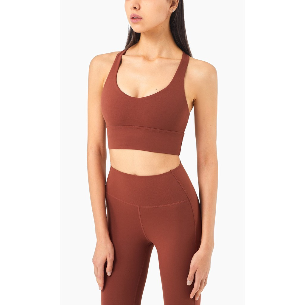 Áo bra thể thao Hoppe Fumeng WX128 phối dây đan chéo lưng cá tính cho nữ