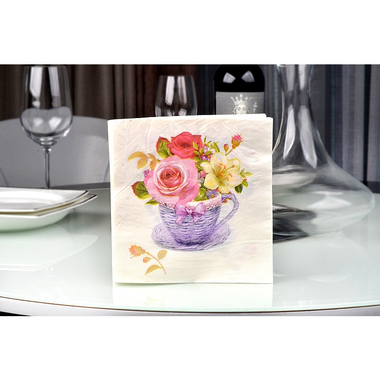 Set 20 Khăn Giấy In Hình Hoa Đáng Yêu Dùng Một Lần Đa Ứng Dụng
