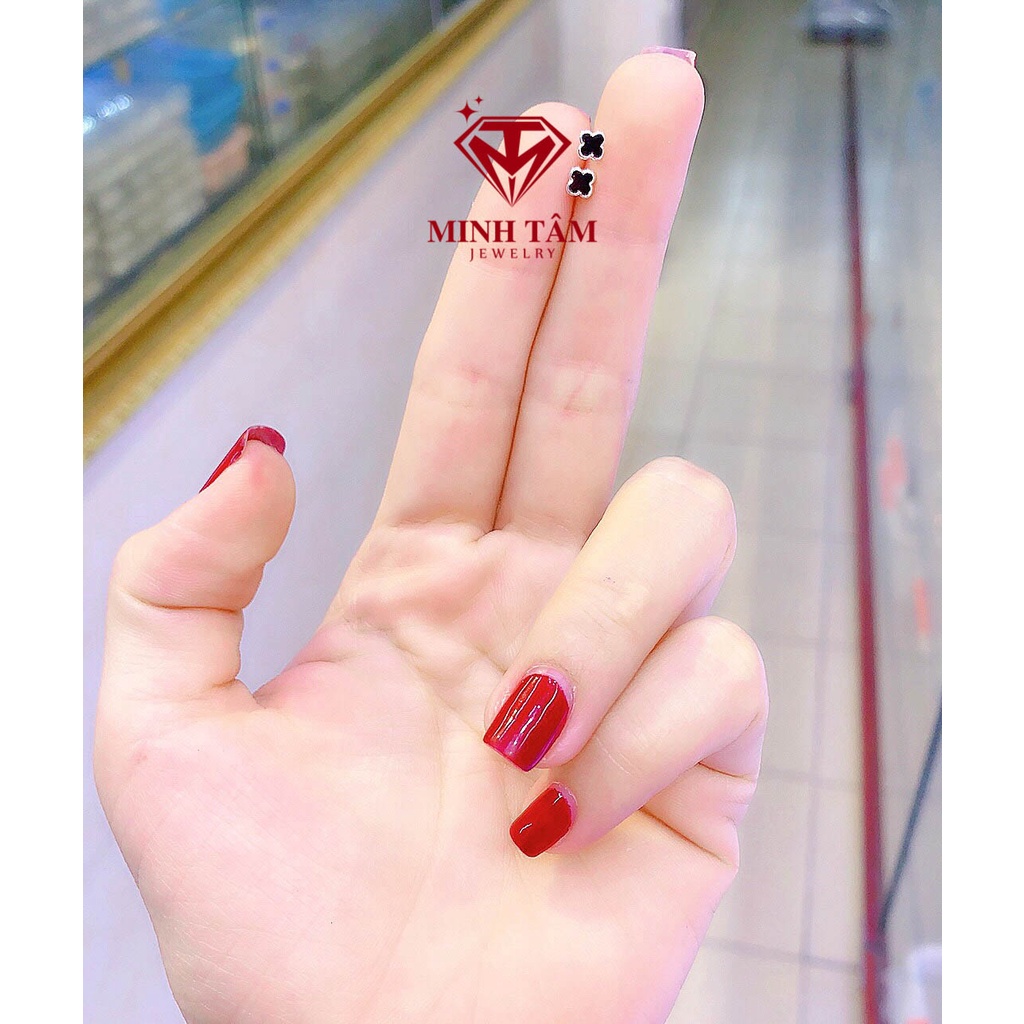 Bông tai bạc nữ cỏ bốn lá bạc ta, Khuyên tai cỏ bốn lá bạc ta-Minh Tâm Jewelry